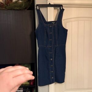 Wild Fable Dark Blue Button-Front Mini Dress